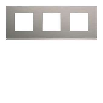 Plaque gallery 3 postes horizontale 71mm matiere bright inox|Hager-HAGWXP4213