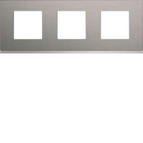 Plaque gallery 3 postes horizontale 71mm matiere bright inox|Hager-HAGWXP4213