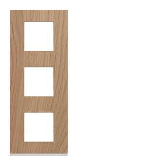 Plaque gallery 3 postes verticale 71mm matiere oak wood|Hager-HAGWXP4743
