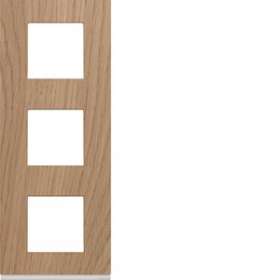 Plaque gallery 3 postes verticale 71mm matiere oak wood|Hager-HAGWXP4743