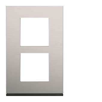 Plaque gallery 2 postes verticale 57mm matiere natural alu|Hager-HAGWXP4322