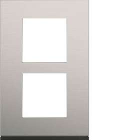 Plaque gallery 2 postes verticale 57mm matiere natural alu|Hager-HAGWXP4322