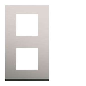 Plaque gallery 2 postes verticale 71mm matiere natural alu|Hager-HAGWXP4342