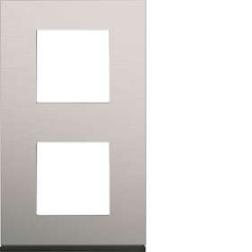Plaque gallery 2 postes verticale 71mm matiere natural alu|Hager-HAGWXP4342