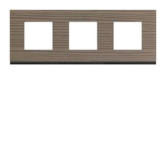 Plaque gallery 3 postes horizontale 71mm matiere grey wood|Hager-HAGWXP4813