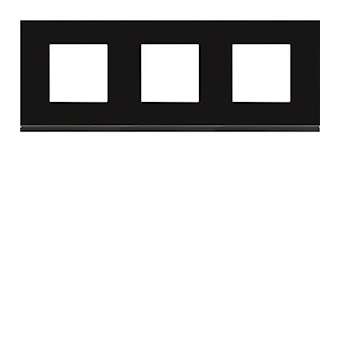 Plaque gallery 3 postes horizontale 71mm matiere midnight glass|Hager-HAGWXP4113