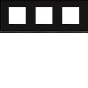 Plaque gallery 3 postes horizontale 71mm matiere midnight glass|Hager-HAGWXP4113