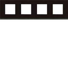 Plaque gallery 4 postes horizontale 71mm matiere midnight glass|Hager-HAGWXP4114