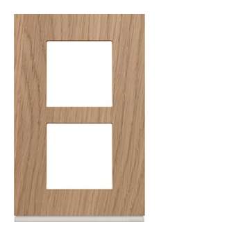 Plaque gallery 2 postes verticale 57mm matiere oak wood|Hager-HAGWXP4722