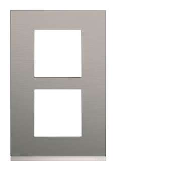 Plaque gallery 2 postes verticale 57mm matiere bright inox|Hager-HAGWXP4222