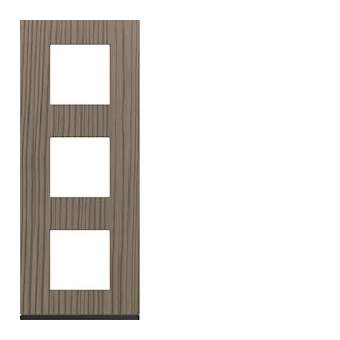 Plaque gallery 3 postes verticale 71mm matiere grey wood|Hager-HAGWXP4843