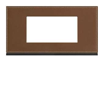 Plaque gallery 4 modules entraxe 71mm matiere coffee leather|Hager-HAGWXP4904