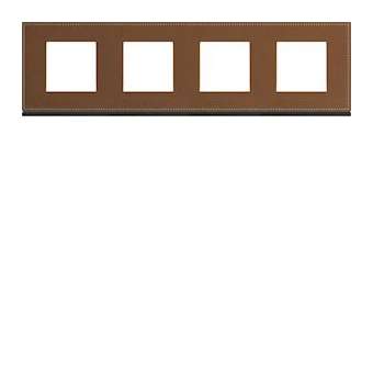 Plaque gallery 4 postes horizontale 71mm matiere coffee leather|Hager-HAGWXP4914