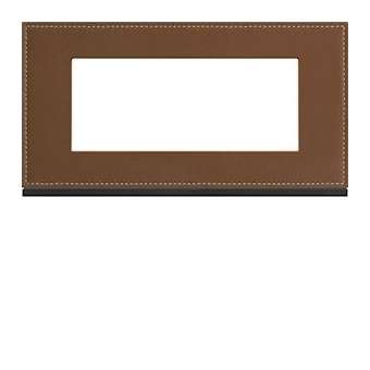 Plaque gallery 5 modules entraxe 71mm matiere coffee leather|Hager-HAGWXP4905