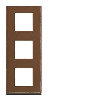 Plaque gallery 3 postes verticale 71mm matiere coffee leather|Hager-HAGWXP4943