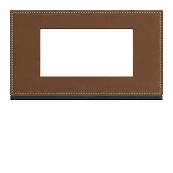 Plaque gallery 4 modules entraxe 57mm matiere coffee leather|Hager-HAGWXP4934
