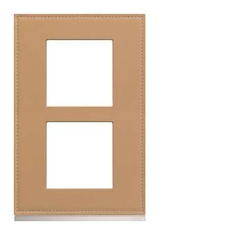 Plaque gallery 2 postes verticale 57mm matiere cord leather|Hager-HAGWXP5122