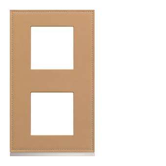 Plaque gallery 2 postes verticale 71mm matiere cord leather|Hager-HAGWXP5142