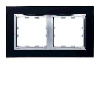 Kallysta épure plaque 2 postes horizontale entraxe 71 verre coloris Lumina Nuit|Hager-HAGWK942