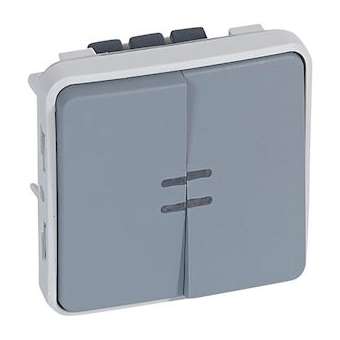 Interrupteur ou va et vient + poussoir inverseur lumineux Plexo composable gris|Legrand-LEG069519