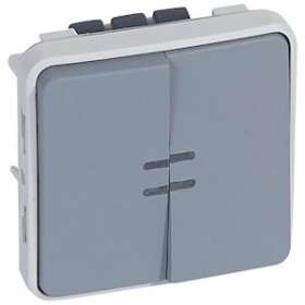 Interrupteur ou va et vient + poussoir inverseur lumineux Plexo composable gris|Legrand-LEG069519