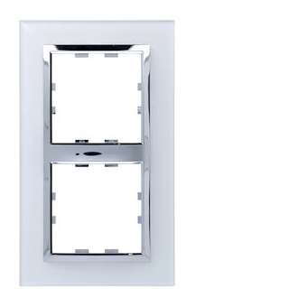 Kallysta épure plaque 2 postes verticale entraxe 71 verre coloris Cristal Alba|Hager-HAGWK808