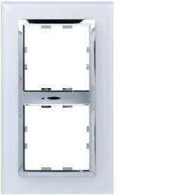 Kallysta épure plaque 2 postes verticale entraxe 71 verre coloris Cristal Alba|Hager-HAGWK808