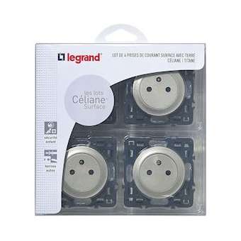 Lot de 4 prises de courant avec terre Céliane Surface - titane|Legrand-LEG200261