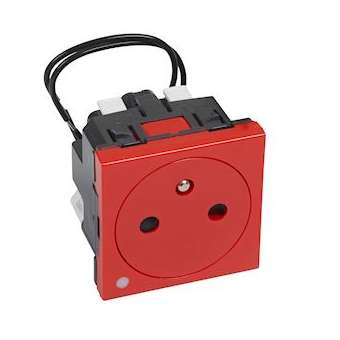 Prise de courant 2P+T Surface à voyant Mosaic 2 modules - rouge antimicrobien|Legrand-LEG077126L