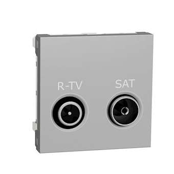 Unica - prise R-TV + SAT - individuel - 2 mod - Alu - méca seul|Schneider Electric-SCHNU345430