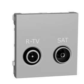 Unica - prise R-TV + SAT - individuel - 2 mod - Alu - méca seul|Schneider Electric-SCHNU345430