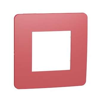 Unica Studio Color - plaque de finition - Rouge cardinal liseré Blanc - 1 poste|Schneider Electric-SCHNU280213