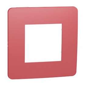 Unica Studio Color - plaque de finition - Rouge cardinal liseré Blanc - 1 poste|Schneider Electric-SCHNU280213