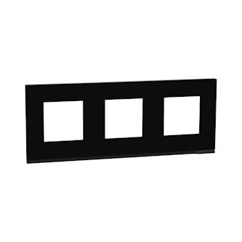 Unica Pure - plaque de finition - Gomme noire liseré Anthracite - 3 postes|Schneider Electric-SCHNU600682