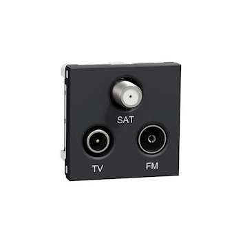 Unica - prise TV + FM + SAT - 2 mod - Anthracite - méca seul|Schneider Electric-SCHNU345054