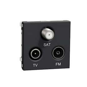 Unica - prise TV + FM + SAT - 2 mod - Anthracite - méca seul|Schneider Electric-SCHNU345054