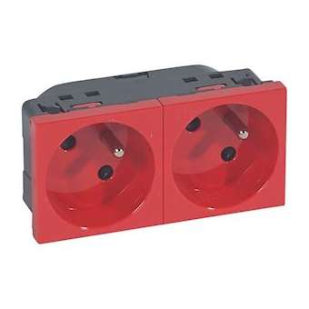 Prise de courant précâblée Mosaic - 2x2P+T à 45DEG - 4 modules - rouge|Legrand-LEG077172