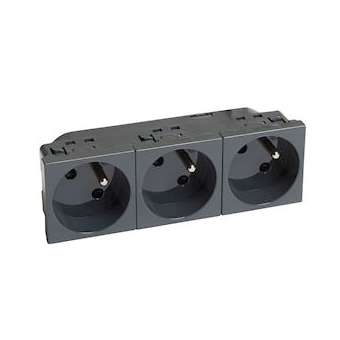 Triple prise 2P+T à 45DEG précâblées IK07 Mosaic - bornes auto - anthracite - 6m|Legrand-LEG079163