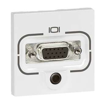 Prise HD 15 femelle + Jack 3,5mm à visser Mosaic 2 modules - blanc|Legrand-LEG078774
