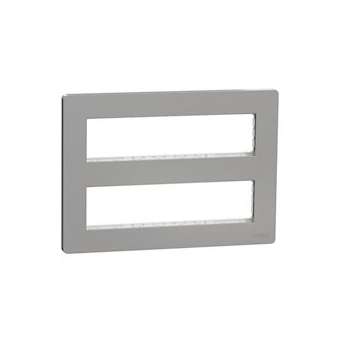 Unica - support fixation + plaque finition boîte concent 2 rang 8 mod - Alu|Schneider Electric-SCHNU021830