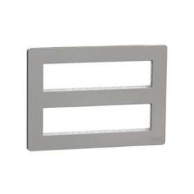 Unica - support fixation + plaque finition boîte concent 2 rang 8 mod - Alu|Schneider Electric-SCHNU021830