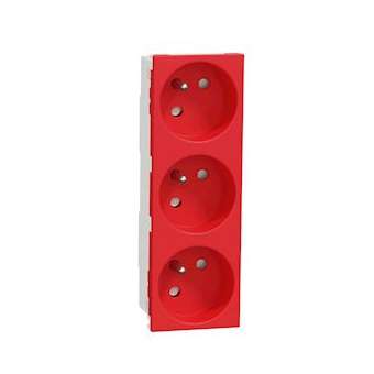 Unica - prise triple 2P+T - FR - 45DEG - Rouge - méca seul|Schneider Electric-SCHNU307903