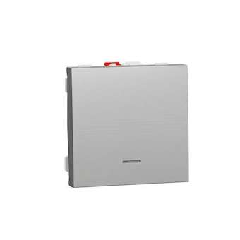Unica - poussoir lumineux (localisation) - 10A - 2 mod - Alu - méca seul|Schneider Electric-SCHNU320630N