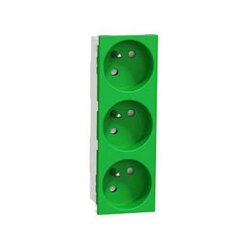 Unica - prise triple 2P+T - FR - 45DEG - Vert - méca seul|Schneider Electric-SCHNU307906