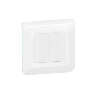 Double interrupteur ou va-et-vient Mosaic 10A à griffes blanc avec plaque|Legrand-LEG099211