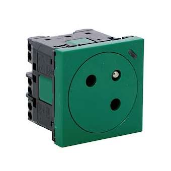 Prise de courant Surface 2P+T Mosaic Link Vert à voyant antimicrobien|Legrand-LEG077159L