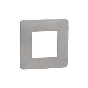 Unica Studio Métal - plaque de finition - Aluminium liseré Blanc - 1 poste|Schneider Electric-SCHNU280255