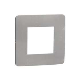 Unica Studio Métal - plaque de finition - Aluminium liseré Blanc - 1 poste|Schneider Electric-SCHNU280255