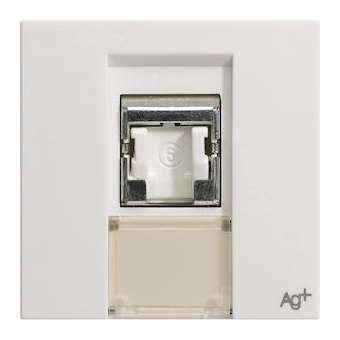 Systo prise RJ45 catégorie 6 FTP pour Grade 2 2 modules Blanc AntiBactérien|Hager-HAGWS223H