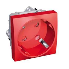 Altira - prise courant 2P+T 45DEG - stand. Allem. détromp. méca rouge antimicrob|Schneider Electric-SCHALB45286